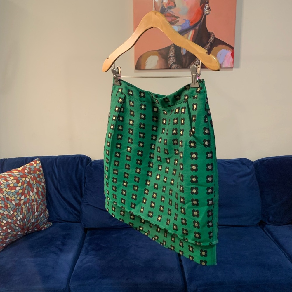 Anthropologie HD in Paris Green Patterned Skirt - Size 4 - Picture 6 of 14